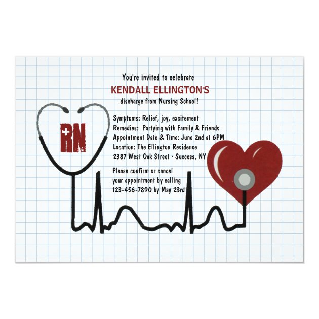 Stethoscope and Heart Graduation Invitation (front side)