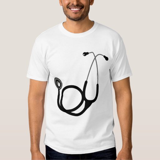 t shirt with stethoscope around neck