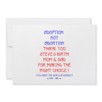 Steve "Adoption not Abortion..." Custom Invitation