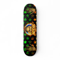 Steve skull real fire and flames skateboard design