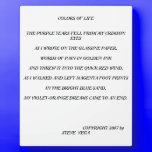 STEVE VEGA POETRY PLAQUE plaques