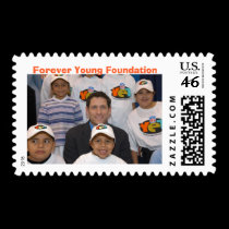 Steve with YET kids, Forever Young Foundation postage