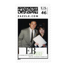 Steve Young and girl, EBMRF logo postage stamps