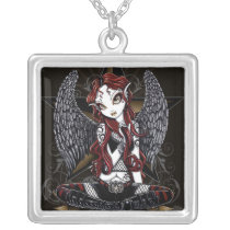 stevie, angel, fairy, tattoos, gothic, art, fantasy, faery, faerie, fae, big, eyed, myka, jelina, mika, faeries, Necklace with custom graphic design