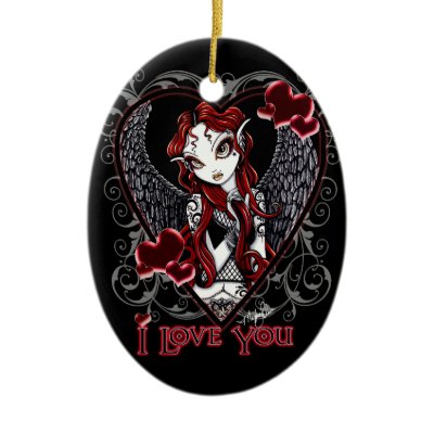 Stevie Gothic Valentine Tattoo Angel Ornament by mykajelina