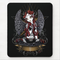 myka, jelina, stevie, gothic, angel, angels, faerie, tattoo, tattooed, red, hair, cute, rock, star, fishnet, fairies, fae, art, Mouse pad with custom graphic design