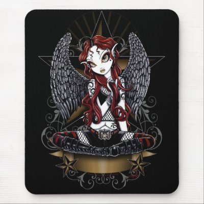 Stevie Super Star Angel by Myka Jelina Mouse Pads by mykajelina