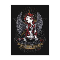 myka, jelina, stevie, gothic, angel, super, star, rock, goth, faeries, fairies, fairy, faery, fae, pixie, cute, celestal, tattoo, lilly, stars, rainbow, art, Postcard with custom graphic design