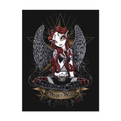 Stevie Tattooed Rock Star Angel Postcard by mykajelina