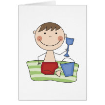 Stick Boy at Beach Tshirts and gifts Greeting Cards