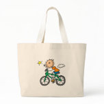 Stick Boy Riding Bicycle Canvas Bags