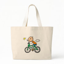 Stick Boy Riding Bicycle Canvas Bags