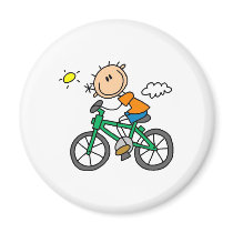 Stick Boy Riding Bicycle Refrigerator Magnets