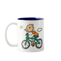 Stick Boy Riding Bicycle mugs by stick_figures Stick Boy Riding Bicycle mugs