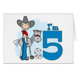 Stick Cowboy 5th Birthday Greeting Cards
