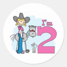 Stick Cowgirl 2nd Birthday Stickers