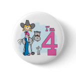 Stick Cowgirl 4th Birthday Pins