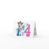 Stick Cowgirl 4th Birthday Card