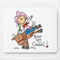 Stick Cowgirl Riding Bull Mousepad by stick_figures Stick Cowgirl Riding Bull Mousepad