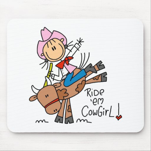 Stick Cowgirl Riding Bull Mousepad Zazzle