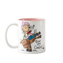 Stick Cowgirl Riding Bull Mug by stick_figures Stick Cowgirl Riding Bull Mug