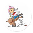Stick  Cowgirl Riding Bull Stickers
