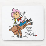 Stick  Cowgirl Riding Bull Tshirts and Gifts Mousepad