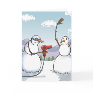 Bad Snowman With Hairdryer Hold Up