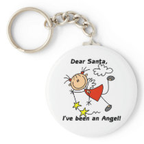 Stick Figure Angel Dear Santa Tshirts and Gifts Keychain