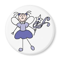 Stick Figure Angel Purple Magnet