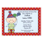 Stick Figure Baby Boy 1st Birthday Invitation