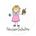 Stick Figure Baby Under Construction Round Stickers