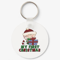Stick Figure Baby with Gift first Christmas keychains by ifbabycouldtalk Stick Figure Baby with Gift first Christmas keychains
