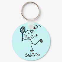 Stick Figure Badminton T-shirts and Gifts keychains