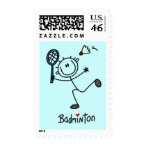 Stick Figure Badminton T-shirts and Gifts Postage Stamp