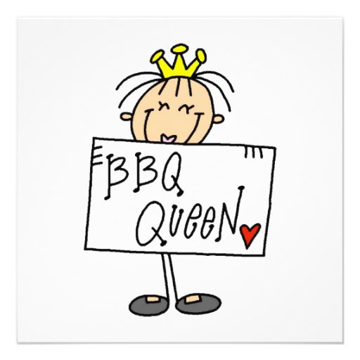 Stick Figure BBQ Queen Personalized Invitation