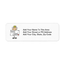 Stick Figure BBQ Queen Return Address Label