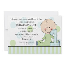 Stick figure Boy 1st  Birthday Invitation