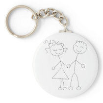 Stick Figure Boy and Girl Key Chains