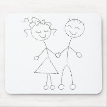 Stick Figure Boy and Girl mousepads