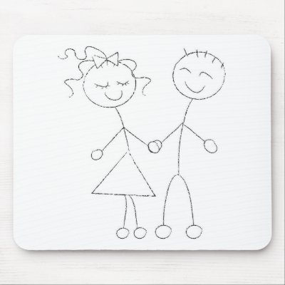 Stick Figure Boy and Girl Mouse Pads by White_Wedding
