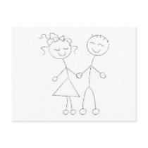 Stick Figure Boy and Girl postcards