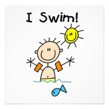 Stick Figure Boy I Swim Custom Announcement
