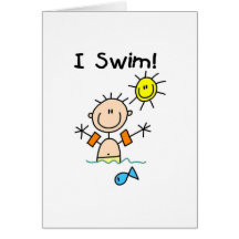 Stick Figure Boy I Swim Greeting Cards
