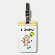 Stick Figure Boy I Swim Luggage Tags