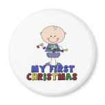 Stick Figure Boy & lights First Christmas Magnets