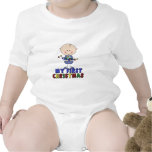 Stick Figure Boy & lights First Christmas Rompers