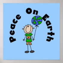 Stick Figure Boy Peace on Earth T-shirts and Gifts Print