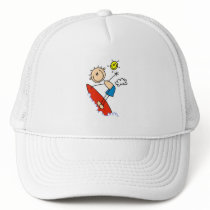 Stick Figure Boy Surfing Hat by stick_figures Stick Figure Boy Surfing Hat