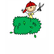 Stick Figure Boy Trimming Shrubs t-shirts